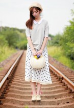 Special day single Sen womens department small fresh jade dot big pendulum cotton lace skirt Waist skirt Long skirt