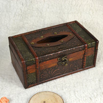 Chinese antique hand-made wooden retro tissue box European retro ashtray Teahouse supplies