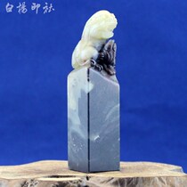 (Bai Yang Yinshe) boutique Changh cinnabar fish seed chicken blood frozen seal stone gold stone engraving 2*2*8 2cm