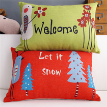 Cartoon pastoral Christmas cartoon bird cotton and linen couple pillow car waist Pillow sofa cushion core core