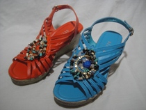 Loan special womens shoes sandals womens sandals Roman shoes heeled leather beaded retro 12-886