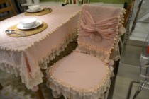 Tablecloth tablecloth dining tablecloth chair cover cushion combination set Korean pastoral sweet lace romantic pink