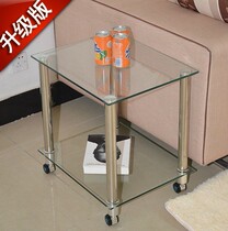 Special price Transparent tempered glass stainless steel printer table Small coffee table Sofa side table shelf Rectangular