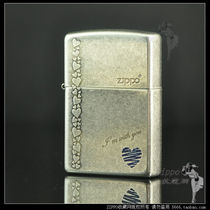 Crown original lighter ZIPPO genuine Korean version Ancient silver blue heart Love together limited edition Tanabata