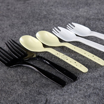 Thick disposable black spoon disposable spoon disposable fork single packaging 100