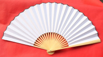 New Products Wholesale Head Green Teary White Bamboo Bone Hand Framed Multi-Bone White Paper Fan Craft Calligraphy And Painting Practice Fan Folding Fan