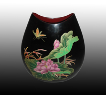Fuzhou Sanbao Detire Lacquerware Vase Cloth Embryo Featured Traditional Craft Gift Exposure Vase Lotus Pond