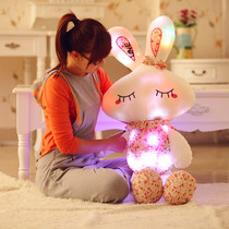 Cute LOVE RABBIT plush toy INDUCTION luminous pillow music playback creative doll birthday gift for girls