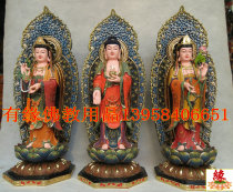Western three holy statues resin Buddha statues exquisite ancient color station throne three Holy Buddhist supplies 2cm Guanyin