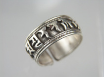 Tang Mei Qin Sheng Zong Buddhism Ornament Buddhism Ornaments Sitan Amitabha Ring Pure Silver