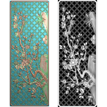 Wide plum blossoms under the screen of a hundred birds facing the phoenix hollowed out computer carving relief drawing engraving drawing grayscale material
