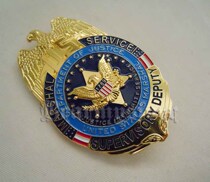 US Department of Justice Federal Law Enforcement Bureau metal badge hanging duty big badge