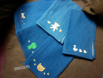 Foreign Trade Export Embroidered Flowers Animals Cartoon Children Denim Saliva scarves with Triangular Dining Mat napkin Gaib