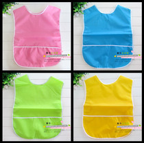 Baby eating bib waterproof summer thin sleeveless rice pocket Kindergarten overcoat vest childrens apron painting clothes