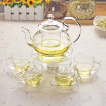 Heat resistant glass tea set Set of kung-fu herbal tea tea set Composition anti-fall lid Flower teapot filter
