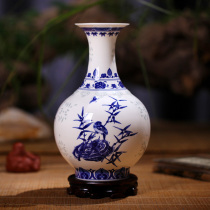 Haolin Xuan Jingdezhen Bone Porcelain Small Vase Living Room Modern Blue and White Linglong Flower and Bird Ceramic Crafts Decoration