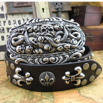 Heavy metal punk Skull rivet belt European rock belt Punk fashion trend quality belt