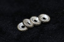 925 silver made of old Tibetan Buddhist pearl accessories spiral grain parting sheet pair hole with 0 35cm diameter of 1 2cm