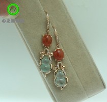 (Xing Family Workshop) Emerald Gourd Earbuds Personality Customized K Gold Inlaid Section 102067