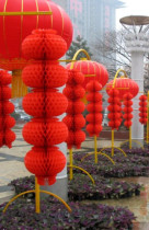 Big red plastic paper lantern string 3 series 5 series folding wedding paper lantern wholesale wedding wedding scene decoration