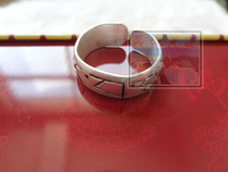 Tibetan characteristics of handmade white copper six-character truth ring