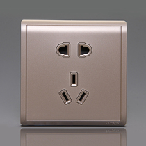 Schneider Fengshang indulge Gold switch socket two or three plug five hole socket gold power socket