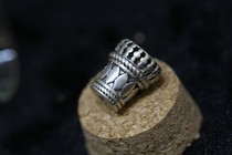 925 silver made of old Tibetan Buddhist pearl accessories willow nail pattern Fota pair holes with 1 5cm diameter 1 3cm