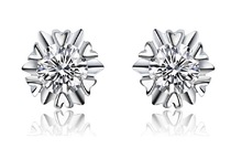 Diamond stud earrings womens real diamond 18K white gold drop earrings rose gold long PT950 mens earrings platinum snowflake