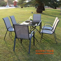 Outdoor Stirling chair folding tempered glass square table set outdoor balcony garden leisure table and chair combination