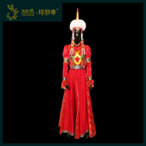 (Qingqing Fang Hu Hetai) Customized Mongolian fashion dress red ethnic dress big skirt original design