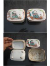 Qing Dynasty Four foot powder Painted Color Godson Reading Picture Soap Box Pair of Grease Box Powder Box Ancient Porcelain Ware 1