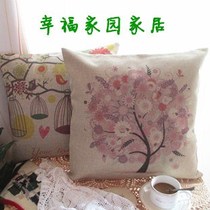 Foreign trade surplus single printing small fresh series Vintage cotton and hemp pillow cover Cushion cover Cushion cover