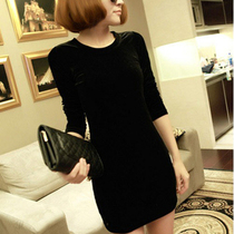New Gold Velvet Long Sleeves Dress Spring Autumn Furnishing Body Wrap Hip Underskirt Display Slim T-shirt Dress Multicolored