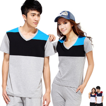 Mistress Dress Short Sleeves Seven Pants Sports Suit Summer Dress New men and women Summer fit V collar Seven Pants Suit