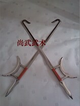 Martial arts equipment Stainless steel double hook tiger head double hook performance eighteen-like weapon crescent hand guard double hook without opening blade