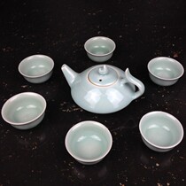 Green Porcelain Teapot Suit Manufacturer Direct Sales Disciples Kiln Old Powder Green Qigong Fu Tea Tea Set Tea Dao Whole Set Of Green Porcelain Teapot Clear Bin
