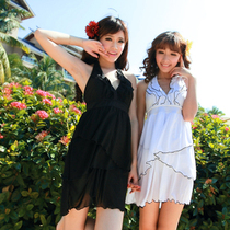 The new thin large split skirt swimsuit Haibote A1207 black white and blue 3 colors into