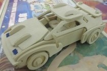 Four-link DIY wood assembled model car G-P065 wooden 3D solid simulation car model-Grand Ferrari