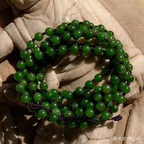 8643 natural jade old Jade stock natural Hetian jade spinach green jasper seed necklace around two circles