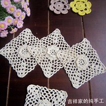 Foreign trade handmade crochet flower DIY fabric accessories jewelry forest series cotton cloth stickers three-dimensional flower beige