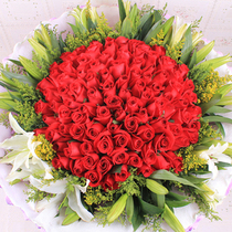 99 red Roses 11 perfume lilies mixed bouquets birthday wishes marriage proposals flowers sent by elders in the same city in Shanghai