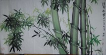 Pure Hand Painted Four Feet of Flowers Birds National Painting Bamboo Wu Shan Rain Bamboo Newspaper Ping of the Pingan Word Painting and Painting and Painting R22