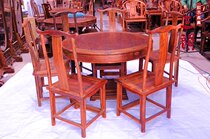 Mahogany furniture Laos red sour branches and chairs Chinese antique Ming and Qing round dining table solid wood dining table