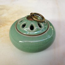 Green porcelain incense stove manufacturer direct sales ceramic Buddha bronze buckle lavender disc sandalwood Incense Incense Temples Imitation Ancient Incense Stove