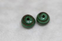 Hidden Buddhist pearl accessories Imitation Peacock Stone Old Glazed Drum Beads Pair of holes 1 05cm diameter 1 15cm