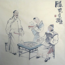 Pure hand-painted figure painting Doufang Chinese painting hotel restaurant study ink painting works authentic antique hanging paintings