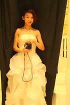 Ancient retro-white bubble dress with bras handembroidered bead wedding dress bridesmaid dress for sale