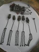 Rare Qing Dynasty old silverware dark paste 7-piece set everyone Miss headdress Silver Phoenix bat with Silver Bell