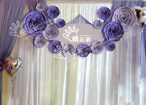 Wedding Ceremony Windows Stage Background Large Flowers 15 Rose Purple Series 0002 #