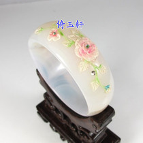 Brazilian Manau inlaid flower bracelet bracelet with wide version of beautiful and elegant jade bracelet